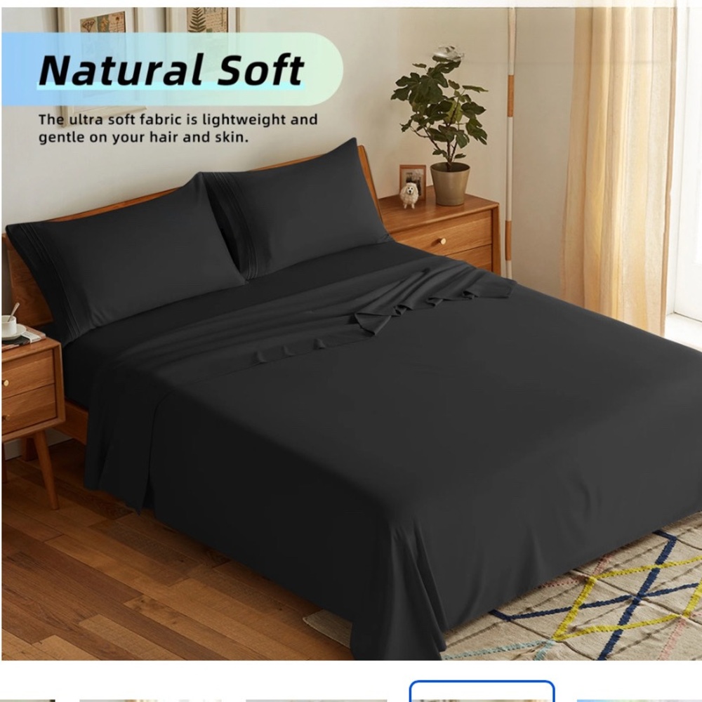 New Sonoro Kate Black 4 Piece King Sheet Set Microfiber / 1800 Luxury